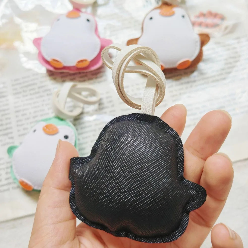 Penguin PU Leather Charm Keychain