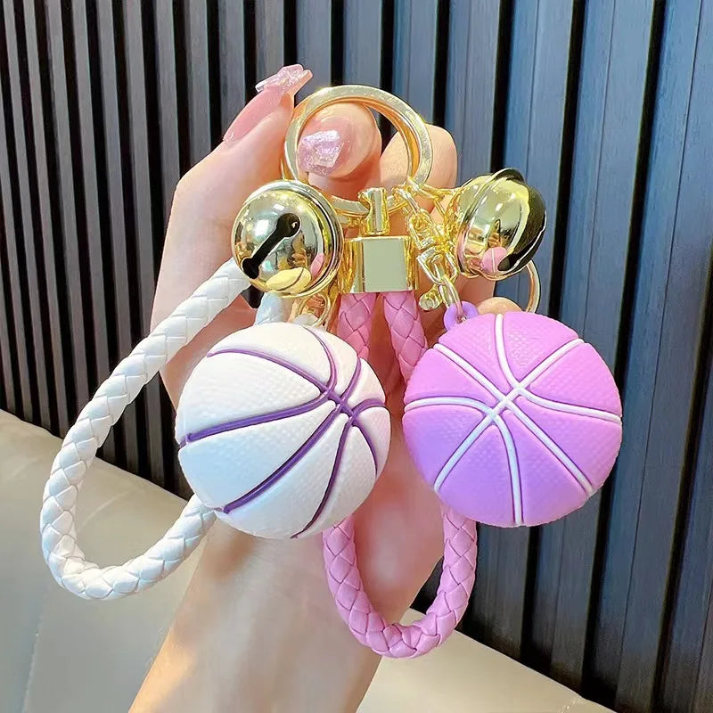 Basketball Keychain with Braided Cord and Bell