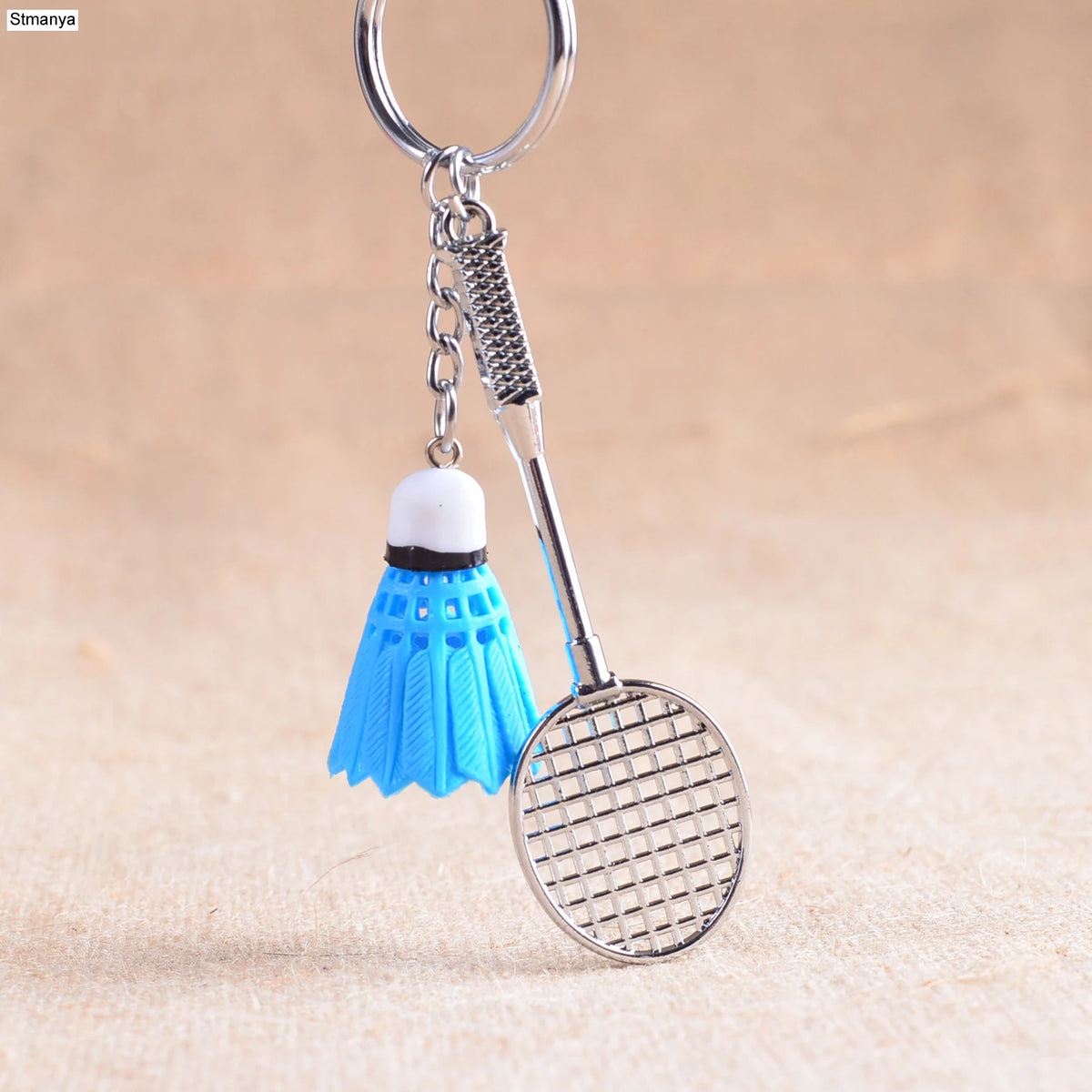 Badminton Keychain with Gold-Tone Clasp