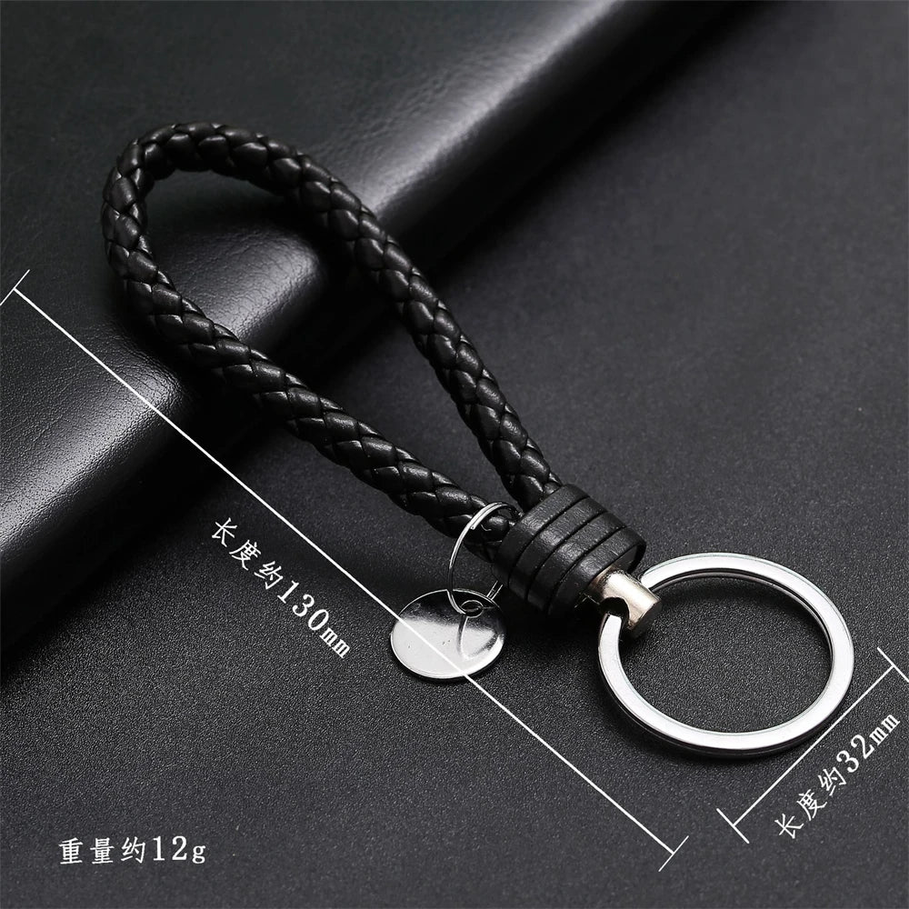 Braided PU Leather Keychain with O-Ring Buckle