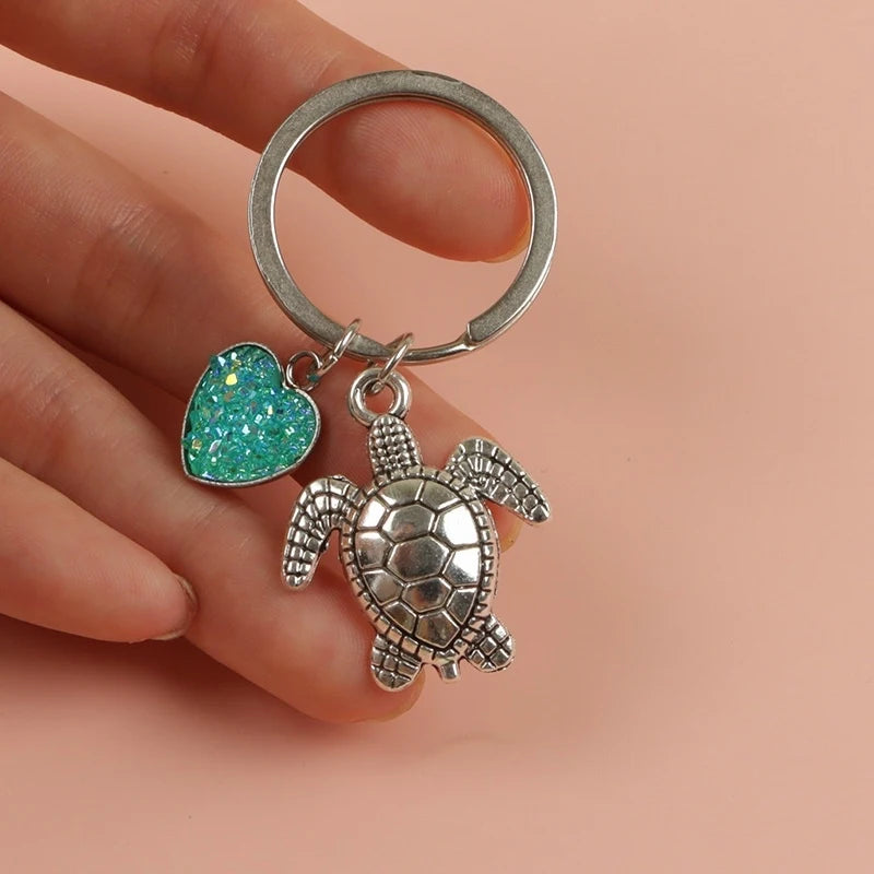 Zinc Alloy Turtle Keychain with Card