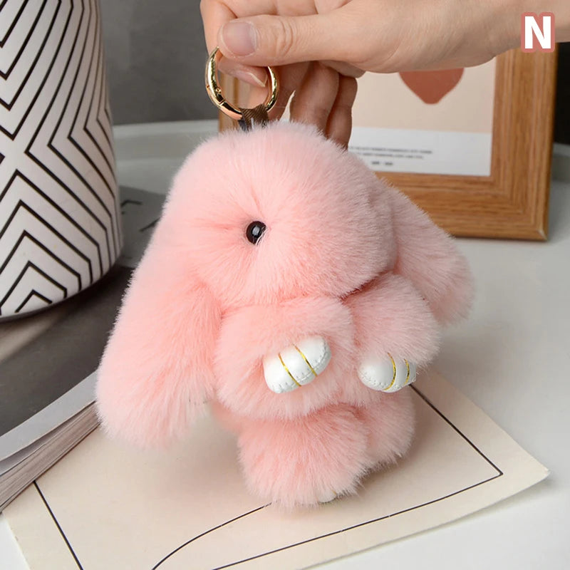 Plush Bunny Bag Charm with Gold-Tone Spring Ring