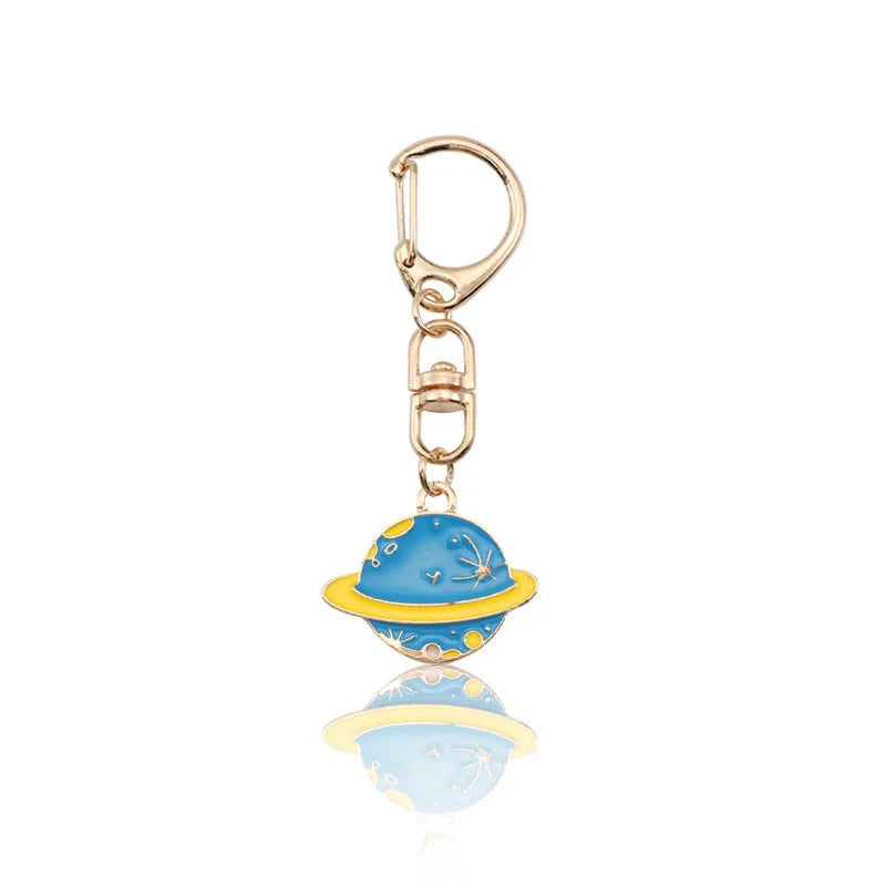 Celestial Space Charm Keychain with D-Shaped Clasp