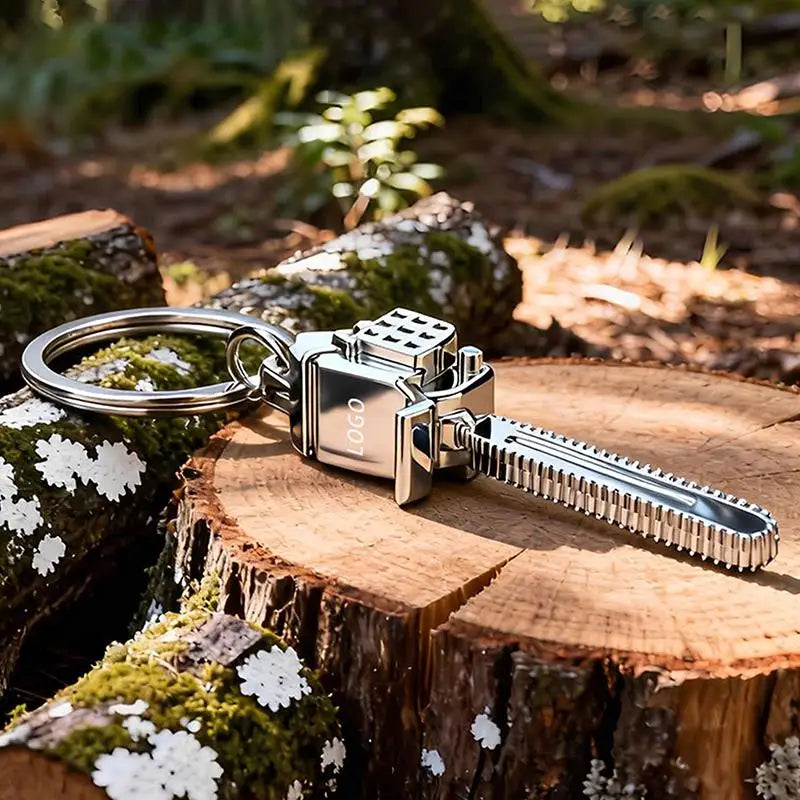 Miniature Chainsaw Keychain in Polished Chrome