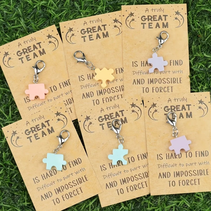 8-Piece Puzzle Keychain Set in Zinc Alloy