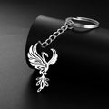 Stainless Steel Phoenix and Owl Keychain