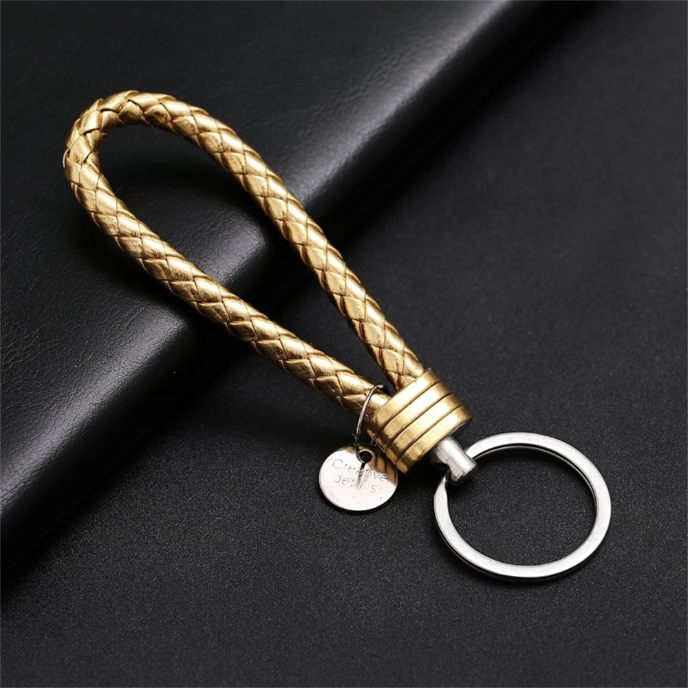 Braided PU Leather Keychain with O-Ring Buckle
