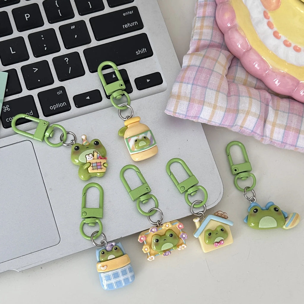 Cartoon Frog Keychain with Lobster Clasp