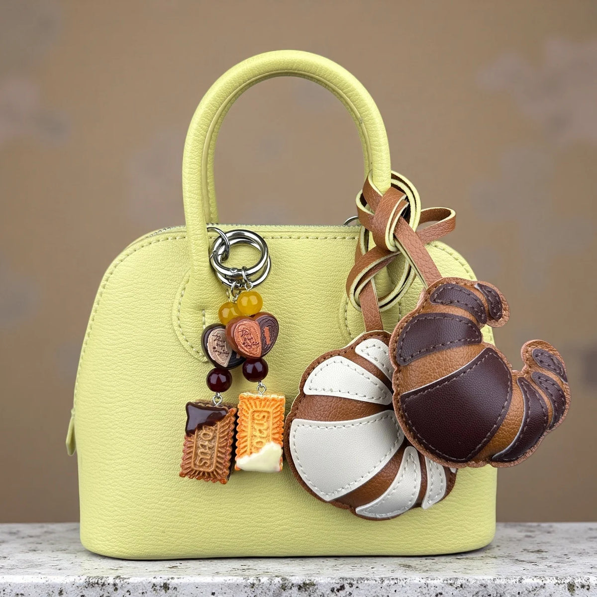 Two-Tone Croissant Pastry Bag Charm