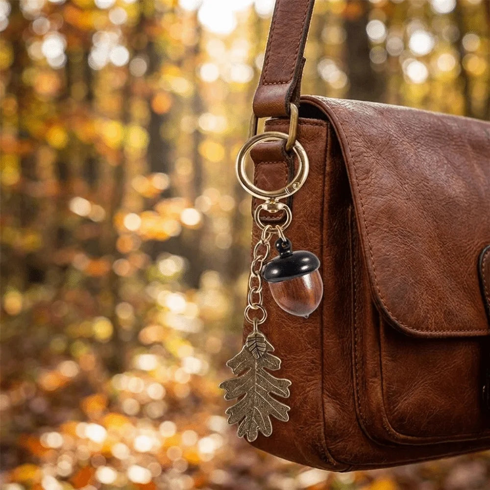 Twist-Open Acorn Keychain Charm with Hidden Compartment