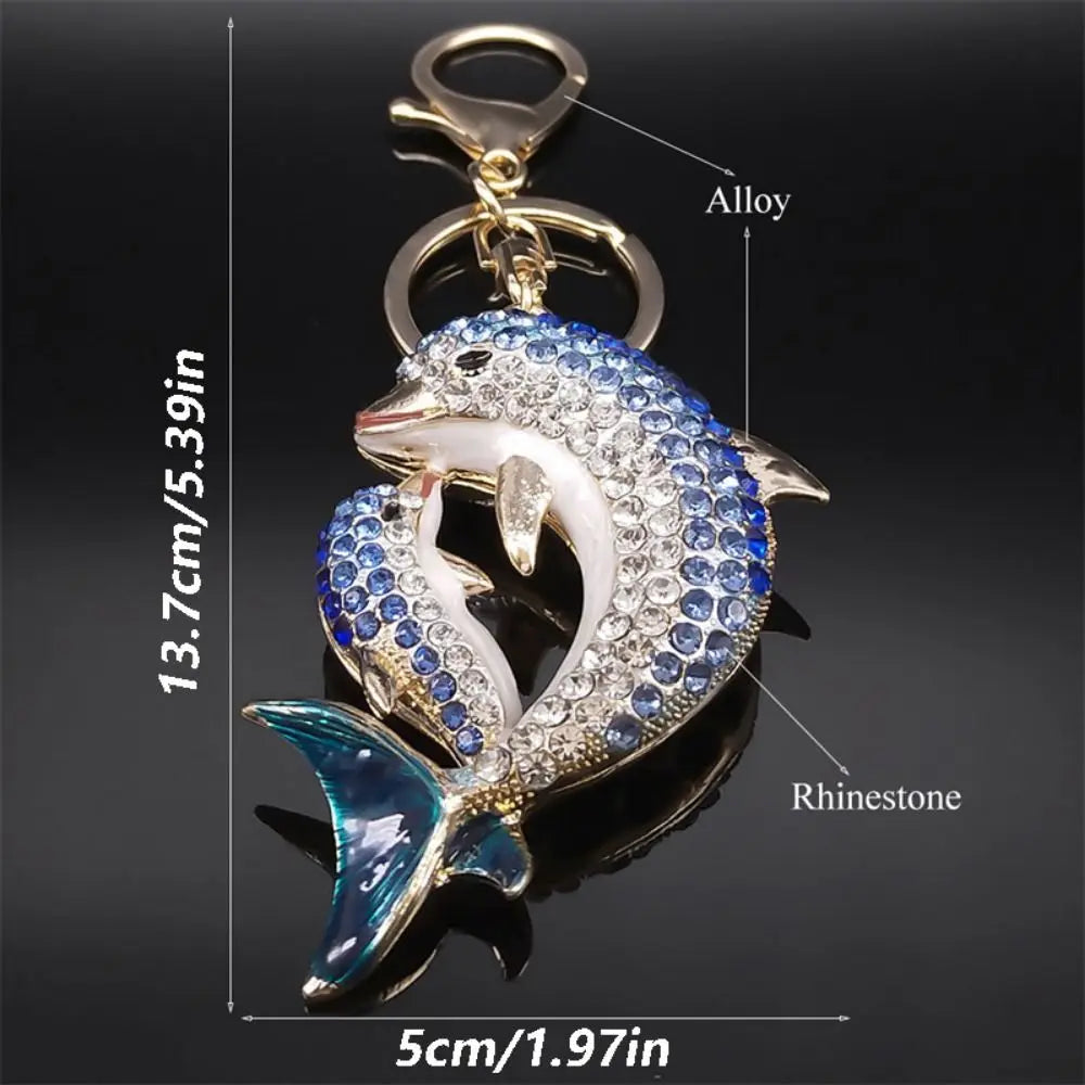 Rhinestone Dolphin Keychain and Bag Charm