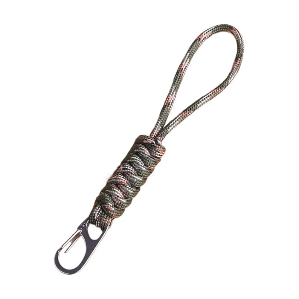 Snake Knot Paracord Keychain Outdoor Rope Handmade Braided Woven Keychain Metal Backpack Buckle Umbrella Rope Keyring