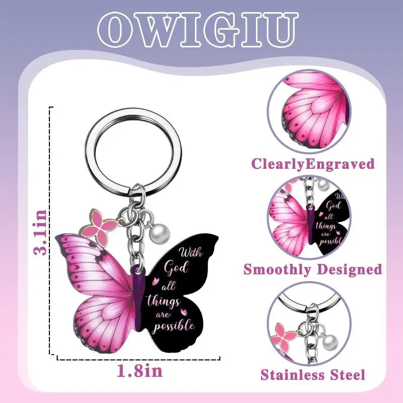 Butterfly Keychain with Inspirational Verse