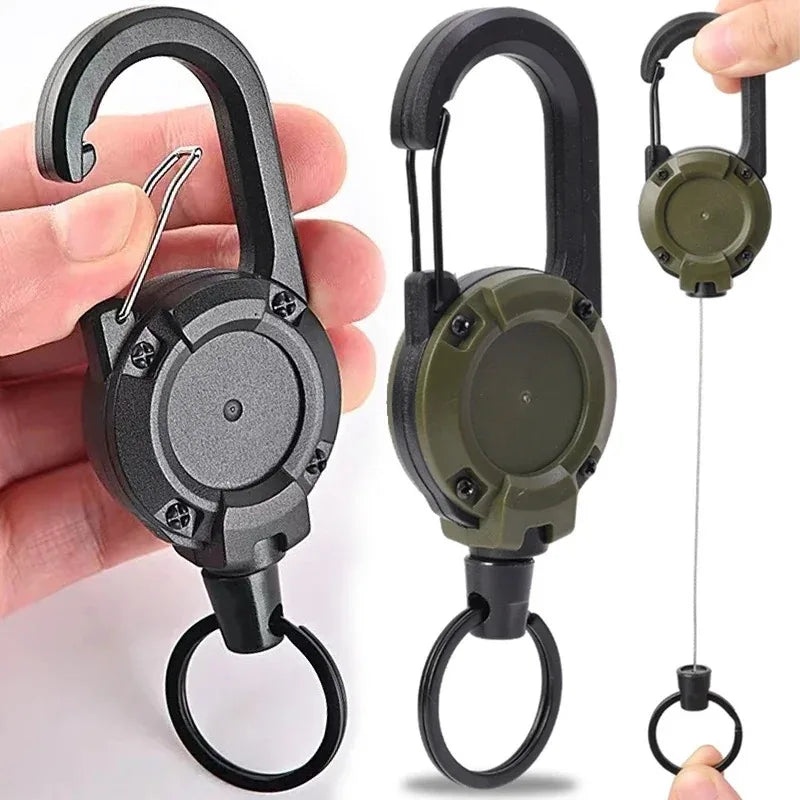 Retractable Carabiner Keychain with 68 cm Steel Wire