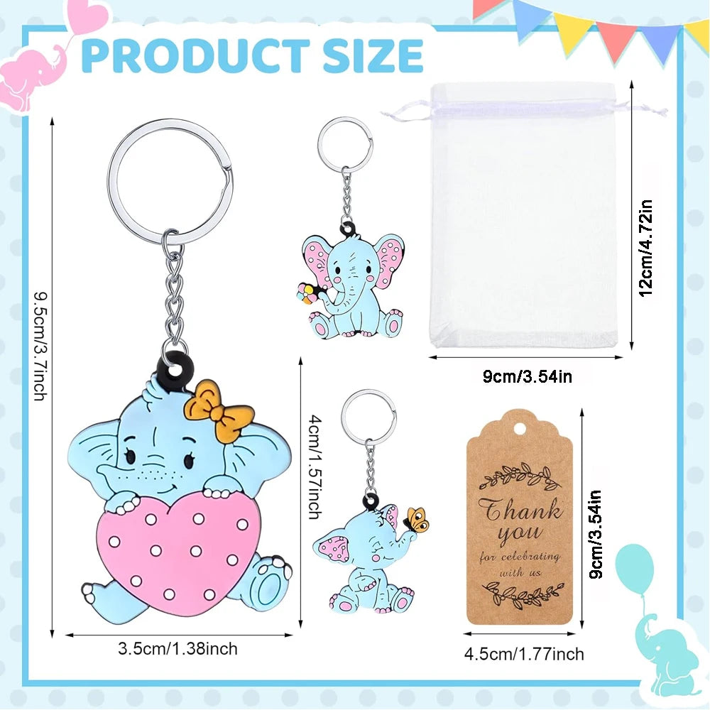 Elephant Keychain Favor Set for 12 Guests