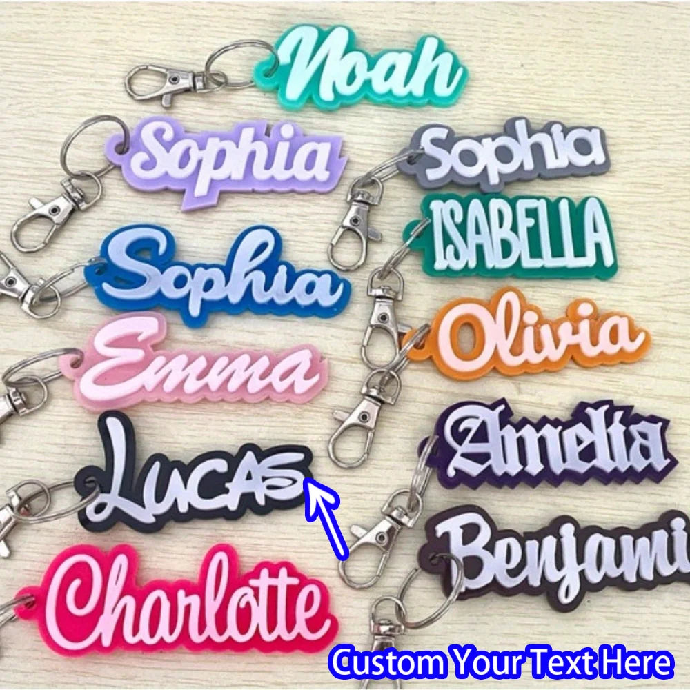 Custom Acrylic Name Keychain with Zinc Alloy Clasp