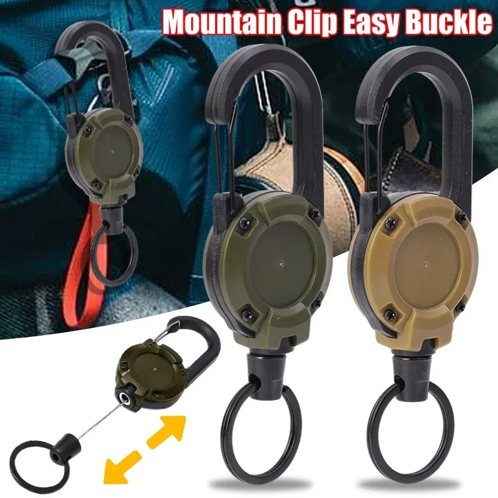Retractable Keychain Carabiner with Steel Wire Cord