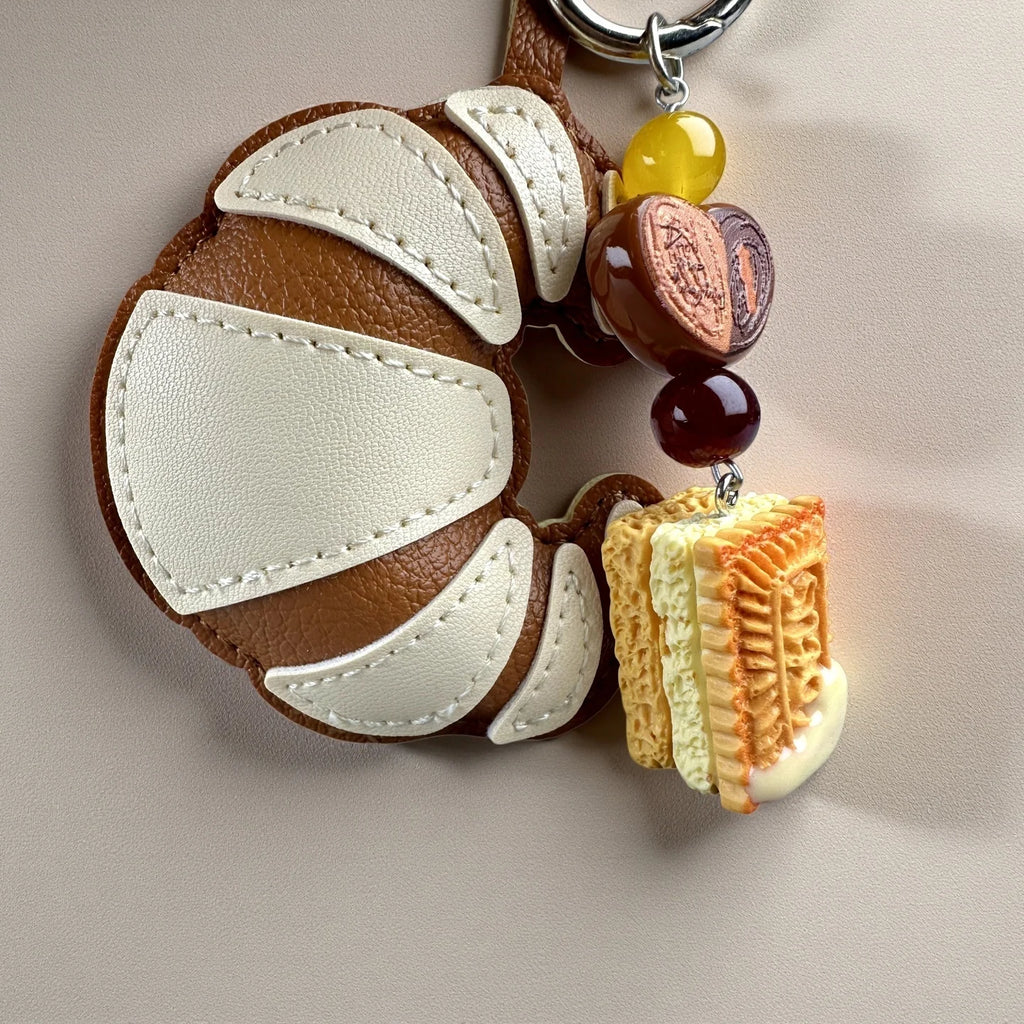 Two-Tone Croissant Pastry Bag Charm