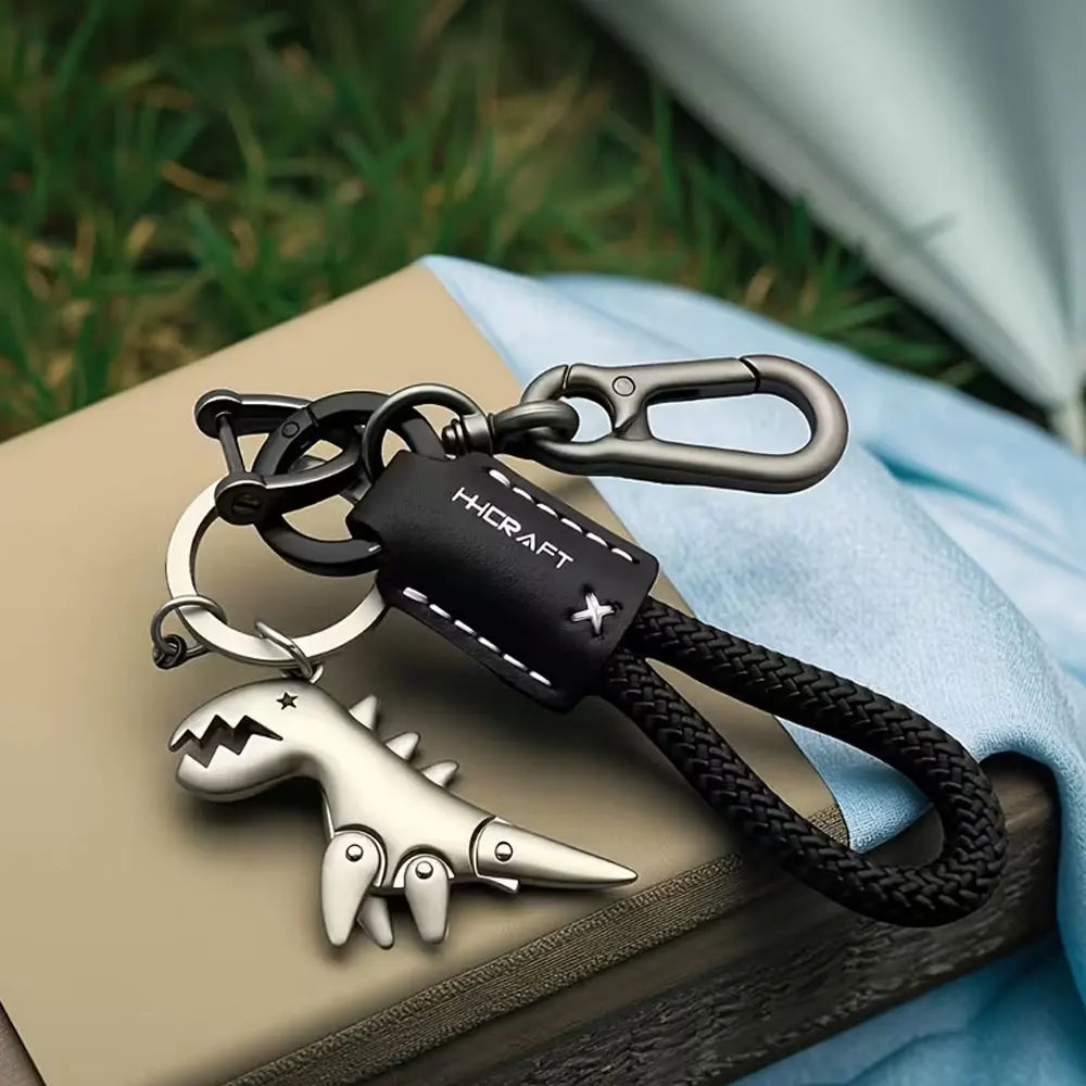 Little Dinosaur Keychain with Leather Cord