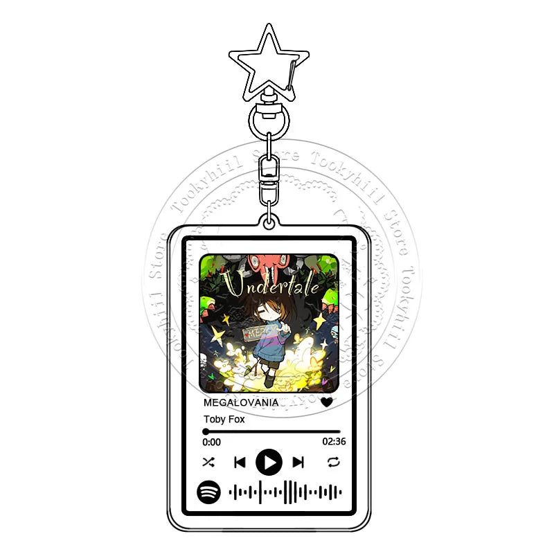 Game-Themed Music-Player Keychain with Star Charm