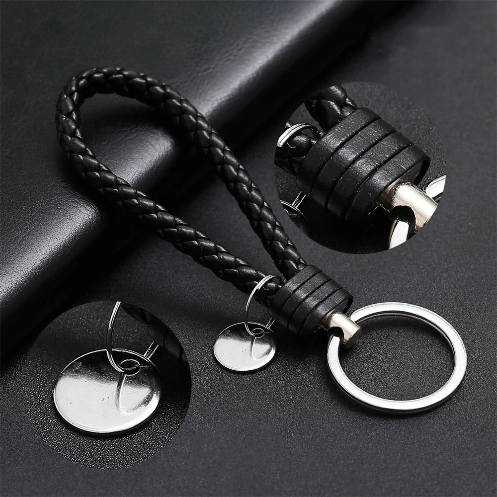 Braided PU Leather Keychain with O-Ring Buckle