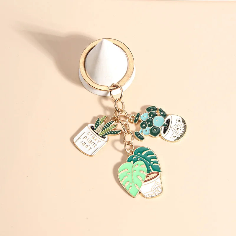 Potted Cactus Zinc Alloy Keychain
