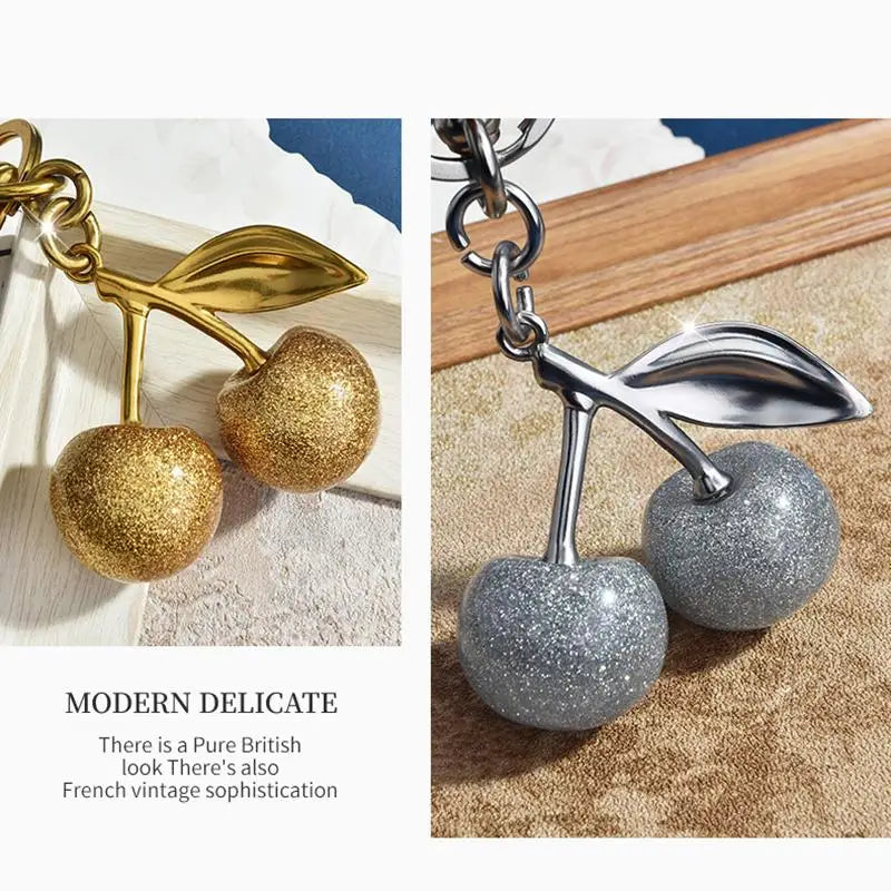 Cherry Keychain Bag Charm For Purses Cute Keyring Accessories Women Fashionable Handbag Gift