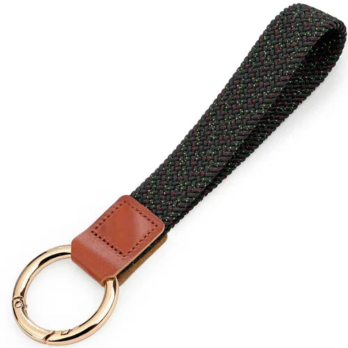 Braided Elastic Wristlet Keychain with Split Ring