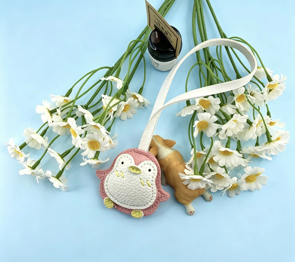 Cartoon Penguin Leather Keychain