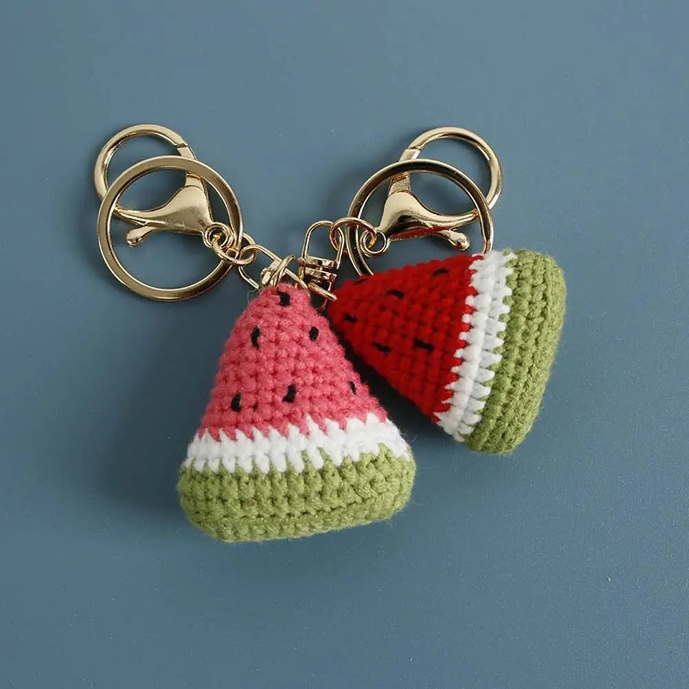 Knitted Watermelon Keychain with O-Ring Clasp
