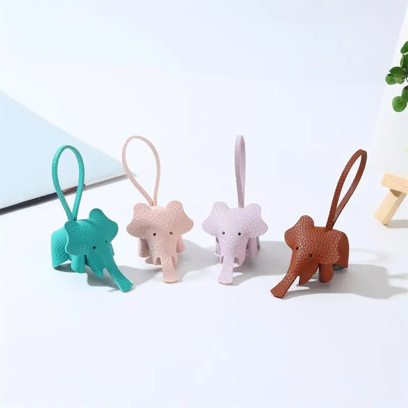 PU Leather Elephant Keychain Charm