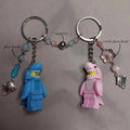 Matching Magnetic Shark Keychain Handmade Shark Suit Guy Key Ring with Czech Glass Beads Cute Couple Gift for Her & Him