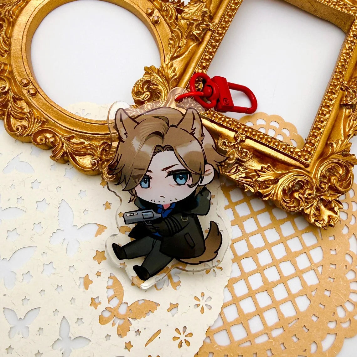 Acrylic Anime Charm Keychain with Zinc Alloy Clip
