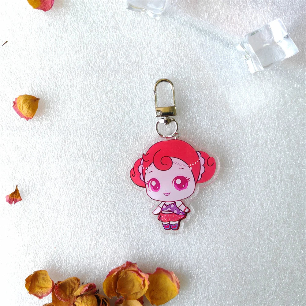 Kpop Cartoon Keychain Cute Bag Charms Double-sided Print Jiwoo Carmen Yuha Stella Juun Fans Collection Accessories
