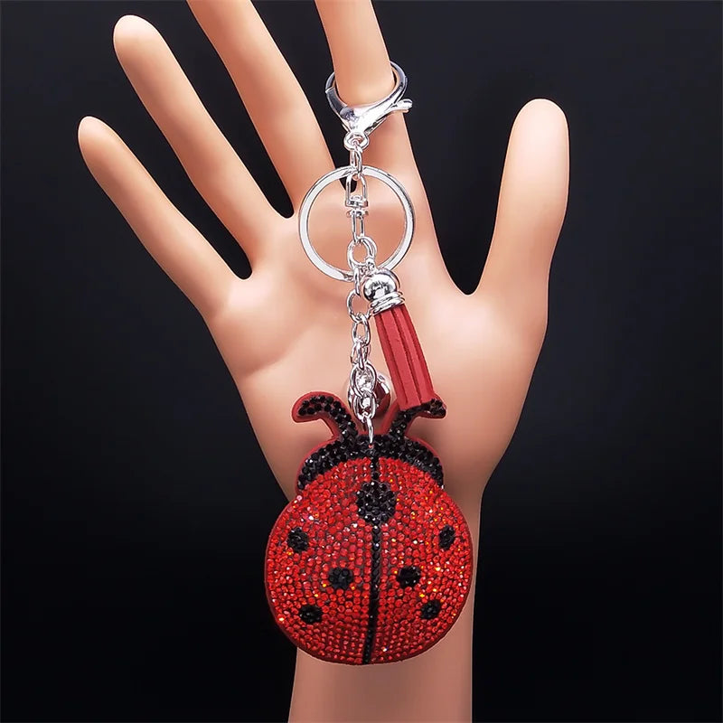 Crystal Ladybug Bag Charm Keychain
