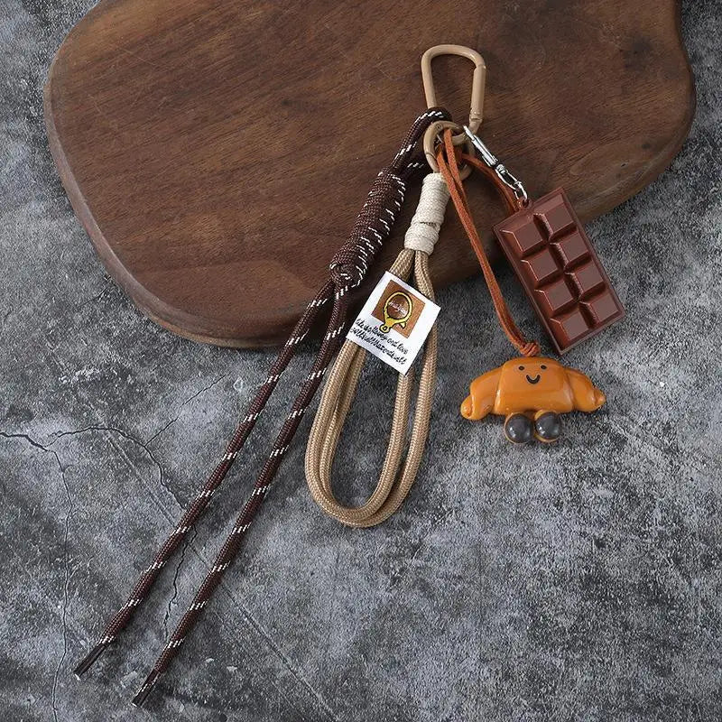 Braided Nylon Keychain with Food Charms