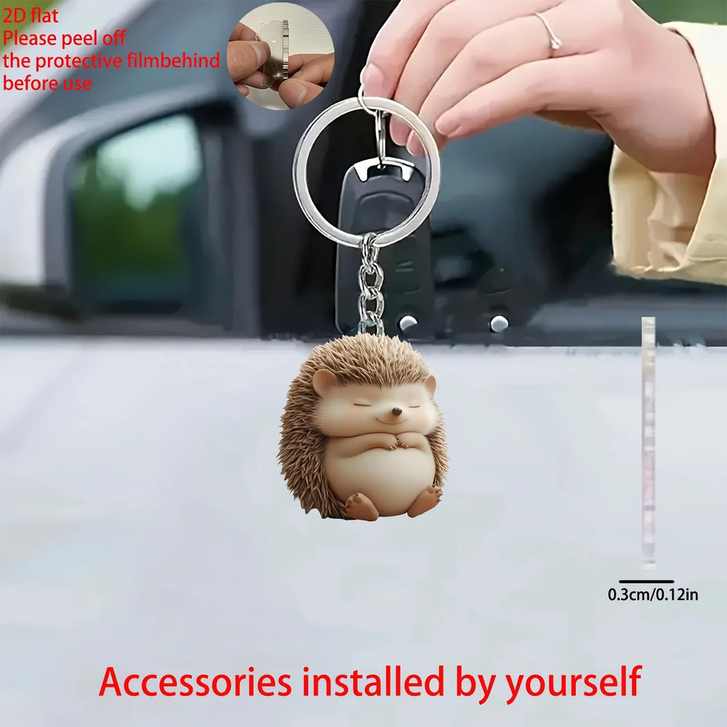 Flat Acrylic Hedgehog Keychain