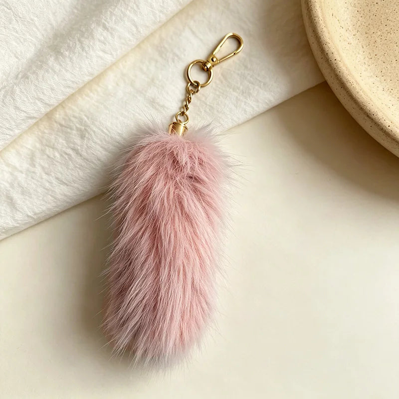 Fox Tail Keychain Irregular Car Keychain Bag Pendant Tail Animal Style Leopard Colored Keychain Cute Plush Keychain For Women