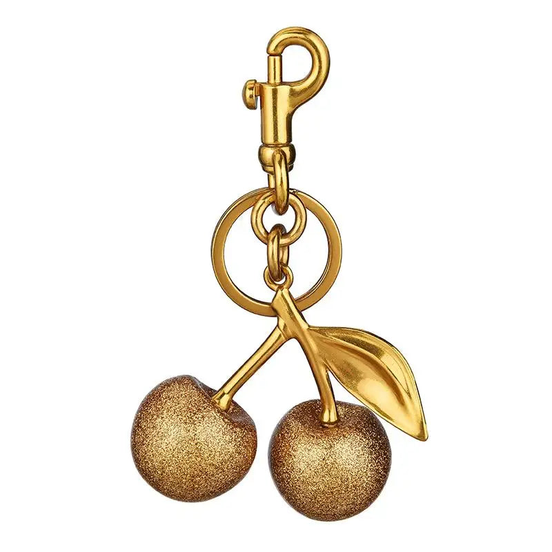 Cherry Bag Charm and Keychain with Metal Clasp