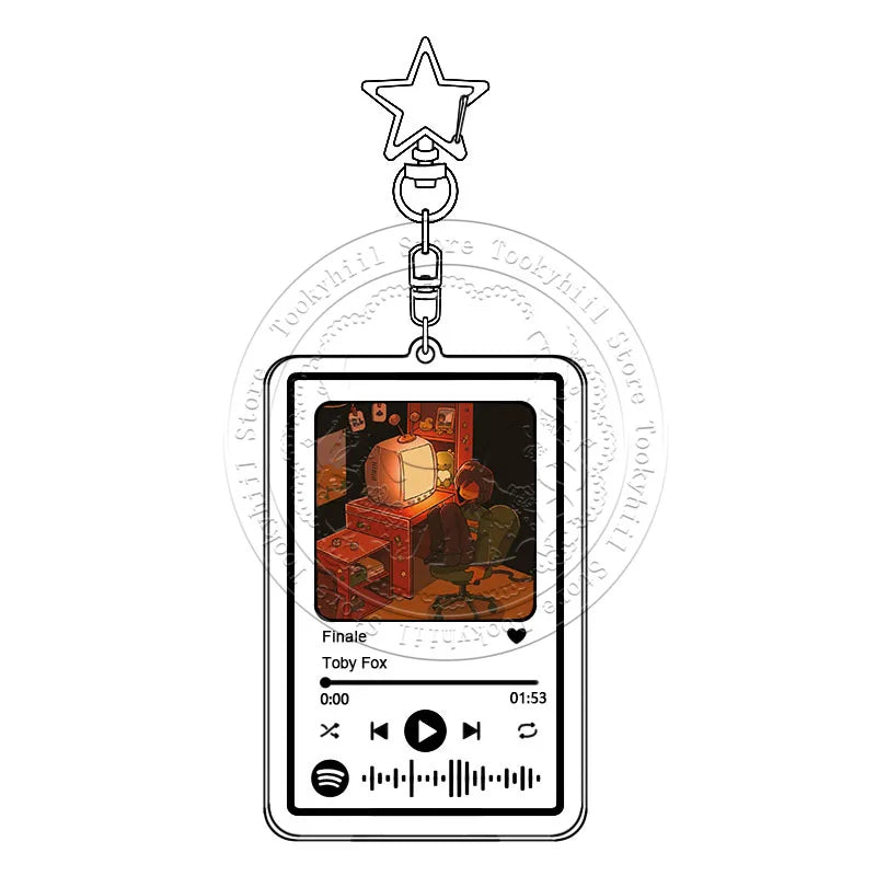 Game-Themed Music-Player Keychain with Star Charm