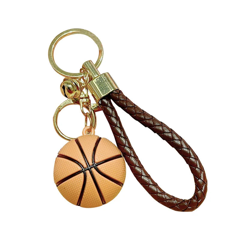 Basketball Keychain with Braided Cord and Bell