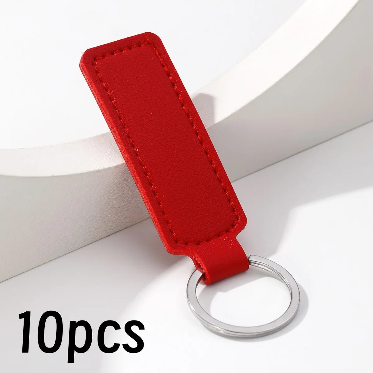 Double-Sided PU Leather Keychains, Pack of 10