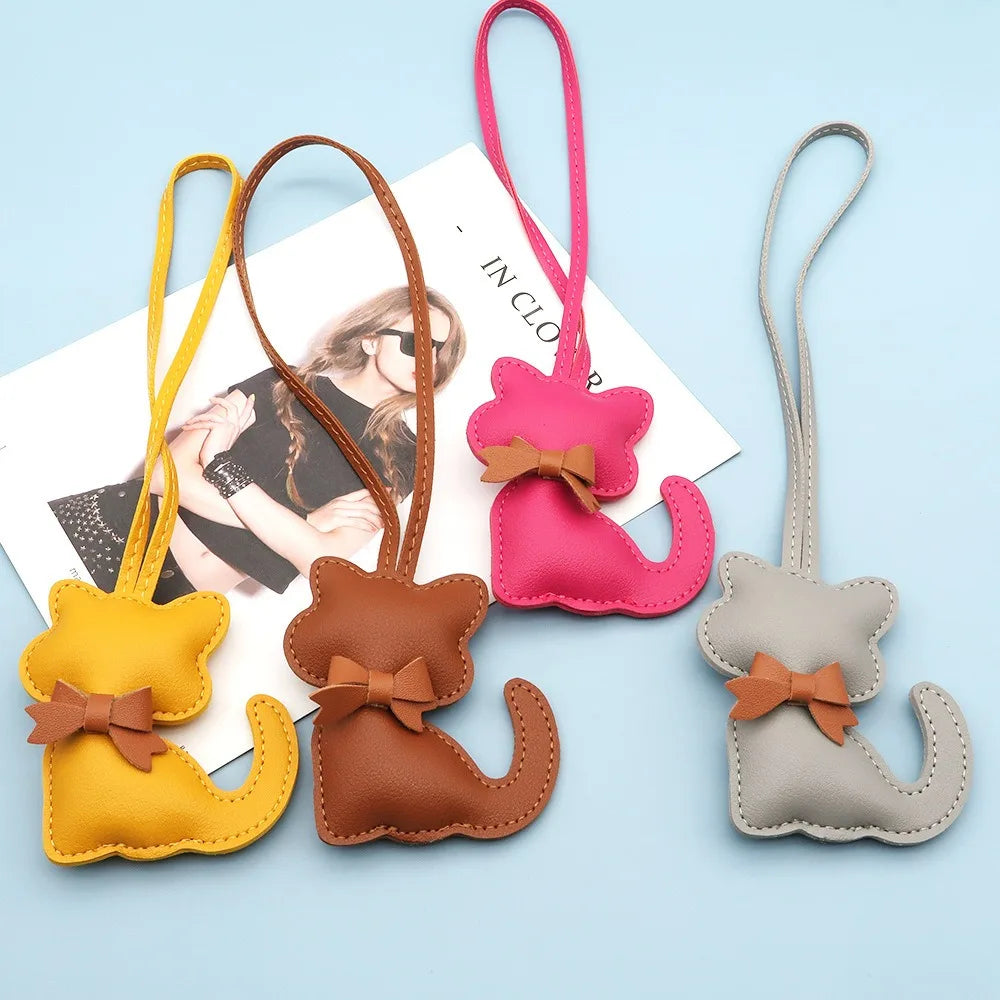 Cat-Shaped PU Leather Keychain