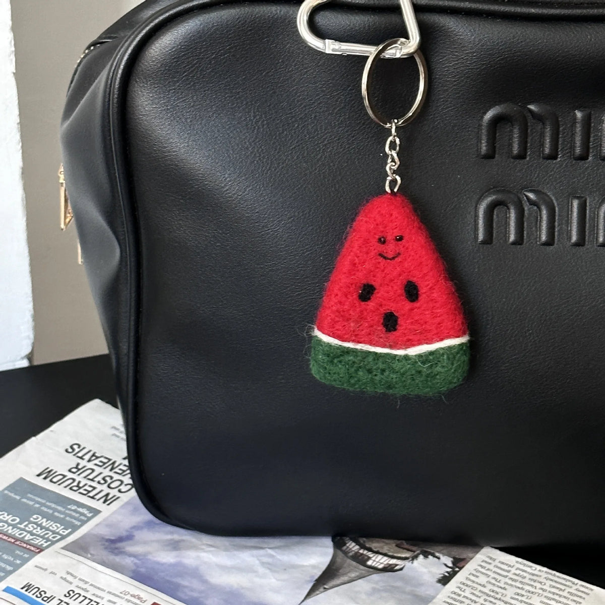 Handmade Wool Felt Watermelon Keychain