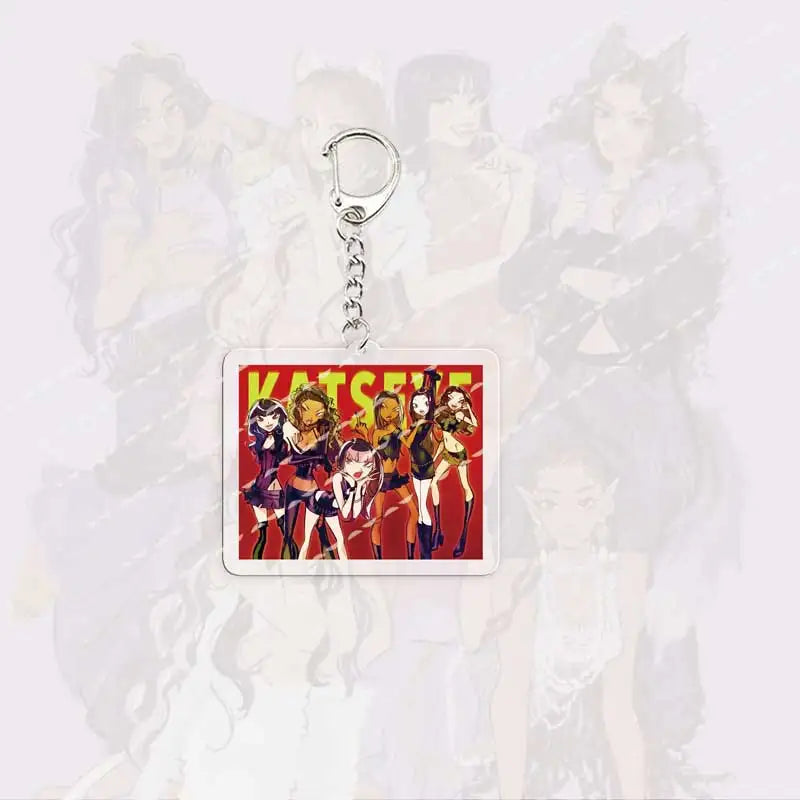 Cool K-pop Katseye Keychain Accessories Charms Acrylic Cute Daniela  Lara Megan Manon Sophia Yoonchae Keyrings Fans Freinds Gift