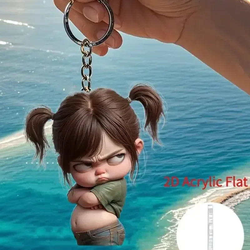 Cartoon Girl Flat Acrylic Keychain
