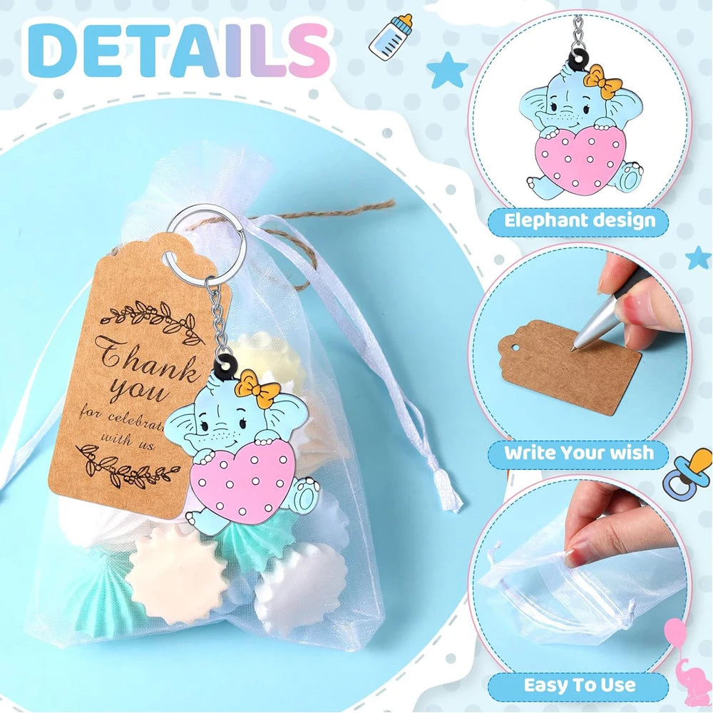 Elephant Keychain Favor Set for 12 Guests