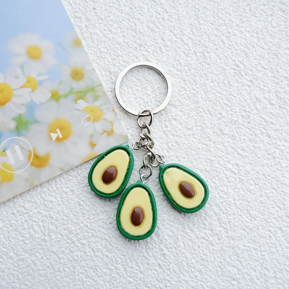 Avocado Charm Keychain with Carabiner Clip