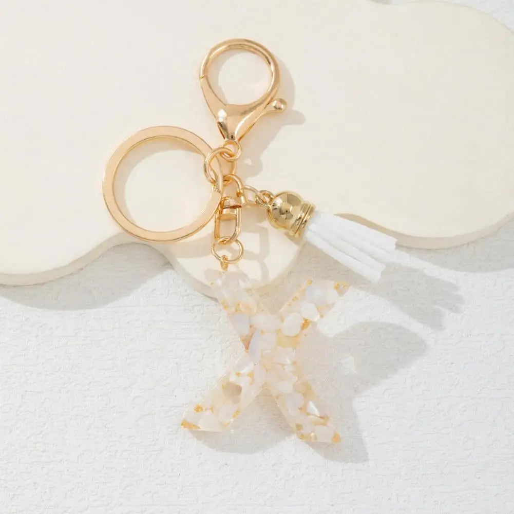 Resin Alphabet Letter Keychain with Tassel