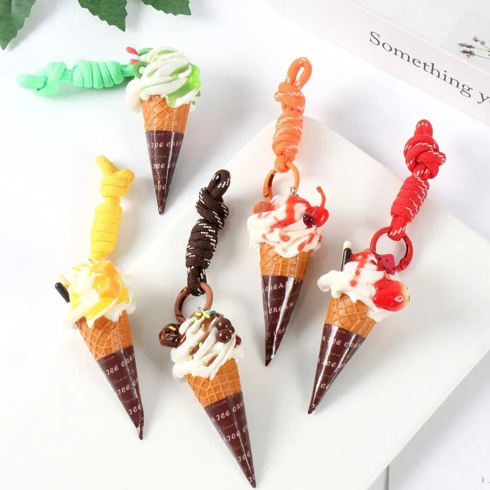 Realistic Ice Cream Dessert Charm Keychain